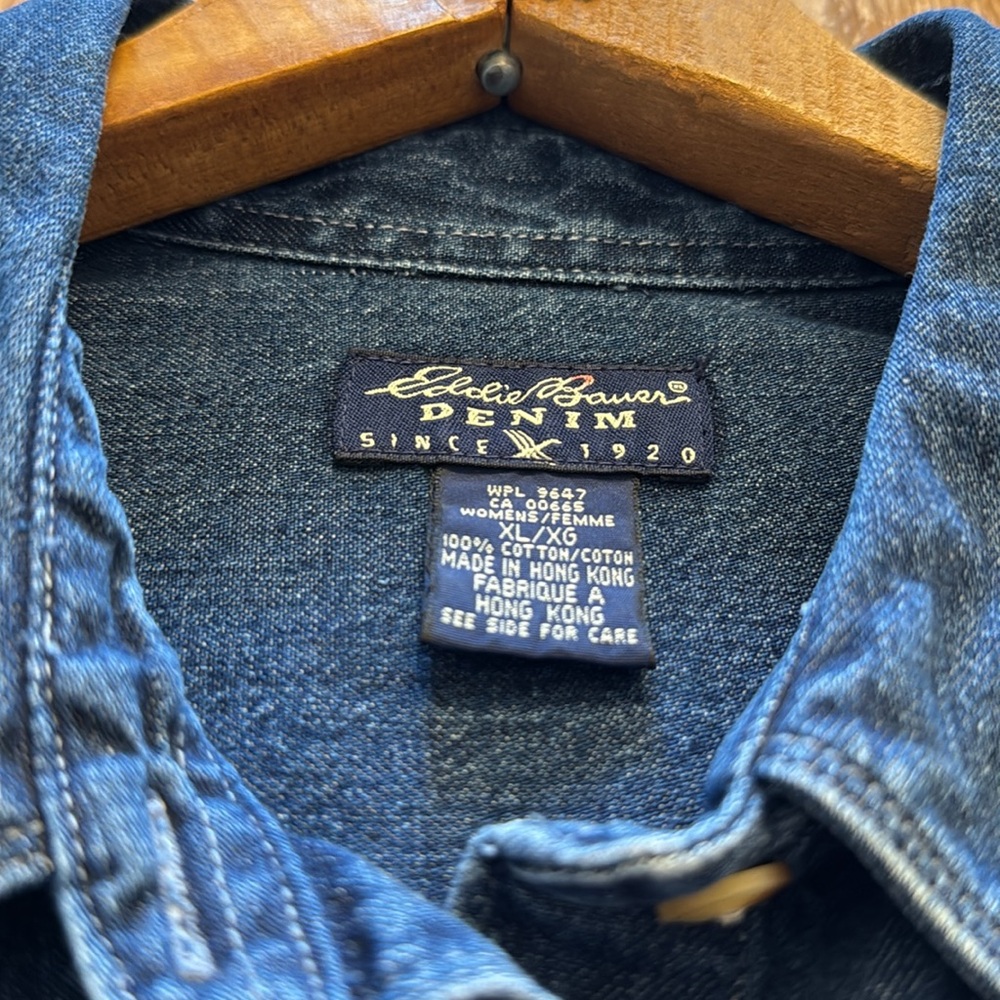 Eddie Bauer Dark Blue Denim Button-Down Shirt - Picture 7 of 7